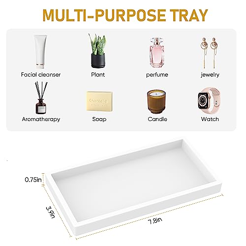 EG-SIPRO Silicone Bathroom Tray, Thickened Shatterproof Rectangle Vanity Tray for Counter, Soap Dispenser Tray - Small 7.8 * 3.9 in - White Marble Pattern - color: White, size: Small-7.8*3.9 in