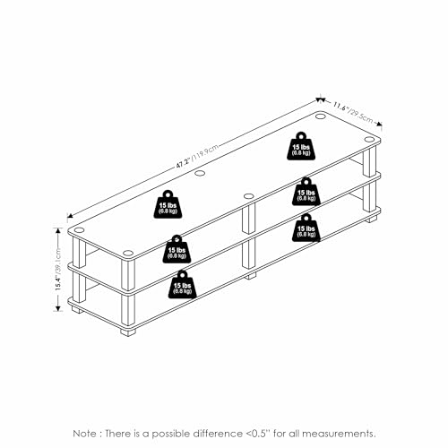 Furinno 14038DBR/BK TST No Tools 3-Tier Wide Shoe Storage Rack, Dark Brown/Black 47 Inch - color: Dark Brown/Black, size: 3-Tier (47.2"W)