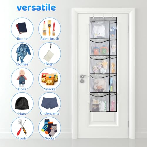 Weekly Kids Clothes Organizer - Day of Week School Clothing Organizer, Monday to Friday Time Save, No Odour, 5-Shelf Hanging Closet Storage (Grey), 2 Pack