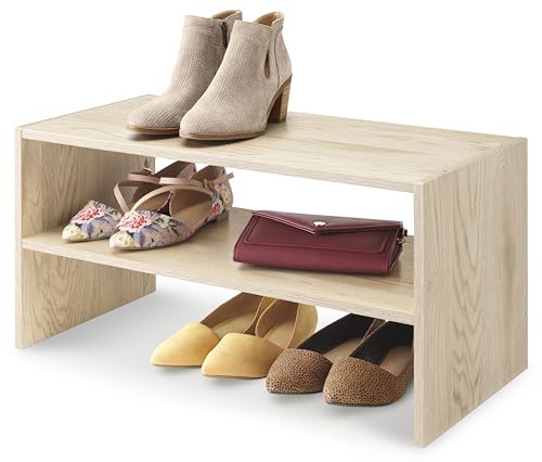 Whitmor Stackable 31" Extra Wide 2-Shelf Storage Organizer, Light Brown，2 Pack - color: Light Brown, size: 31 INCH X2