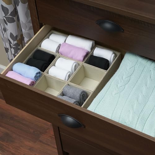 Household Essentials Brown 723-1 Deep 9 Section Drawer Organizer Box for Storage | 12 in x 12 in 3.13 - color: Latte