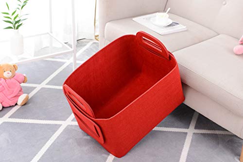 Minoisome Storage Basket Felt Storage Bin Collapsible& Convenient Box Organizer with Carry Handles for Office Bedroom Closet Babies Nursery Toys Laundry (Red, 19.9inch（L）×13.6inch（W）×12.6inch（H）) - color: Red, size: 19.9inch（L）×13.6inch（W）×12.6inch（H）