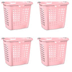 Sterilite 4-Pack Ultra Easy Carry Laundry Basket, Plastic Clothes Hamper Bin w/Comfort Grip Handles & Rim, 2.1 Bushel Capacity, Pink Frost - color: Pink Frost