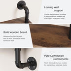 Merapi 24" Industrial Floating Shelves, Pipe Shelves for Wall, 3 Tier Rustic Wood Wall Shelves for Home Décor, Bedroom, Living Room, Bathroom… - style: 3 Tier