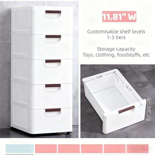 5 Drawers Stackable Storage Drawers Plastic Storage Drawers Collapsible Storage Bins Plastic Clothes Organizer Drawers Storage for Living Room,Bedroom,Office (White, 11.81" W) - color: White, size: 11.81" W