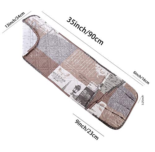 Brilliant Sunshine Paris and Toile Floral Patchwork Couch Armrest 5 Pockets Organizer, Slip Resistant Armchair Caddy, Washable Remote Controls Holder, Storage for Magazine, Tablet, 35×13", Latte Grey - color: Latte Grey