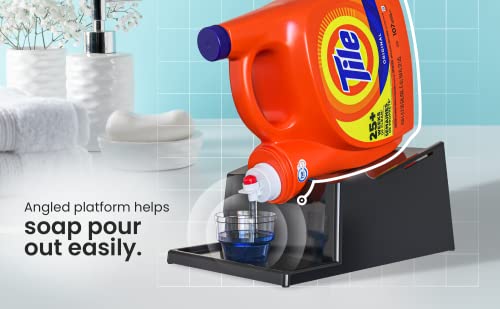 TidyFriend Liquid Laundry Detergent Holder Stand with Drip Tray & Rubber-Grip Feet, Stand for Laundry Room Organization and Storage, Fabric Softener Dispenser with Cup Holder for Easy Pouring (Black) - color: Black Stand