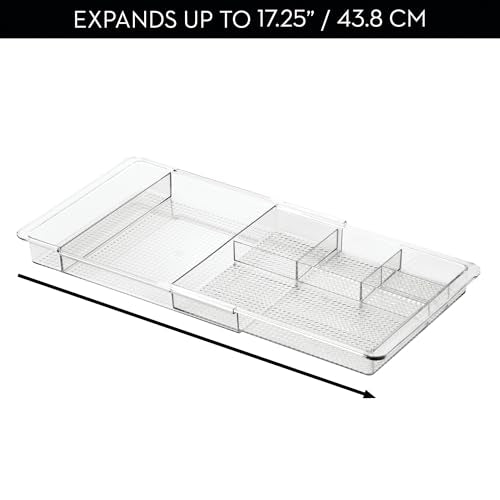 iDesign Expandable Makeup Drawer Organizer, Shallow Tray for Bathroom or Vanity Storage - Clear - color: Clear, size: Extends up to 18.5 Inches