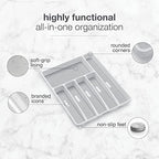 madesmart Classic Large Silverware Tray - White |CLASSIC COLLECTION | 6-Compartments| Kitchen Drawer Organizer | Soft-Grip Lining and Non-Slip Rubber Feet | BPA-Free - size: Classic 6 Compartment