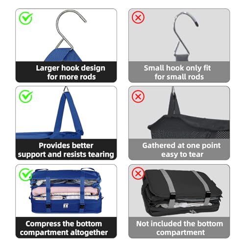 Bukere Hanging Packing Shelves for Luggage Suitcase, Portable Travel Cube Bag Organizer, Travel Essentials, Compression Closet Storage Organizer, X-Large Capacity - color: BLUE 2PACK