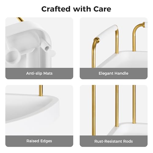 Vtopmart 2-Tier Bathroom Corner Countertop Organizer, Vanity Dresser Counter Tray Shelf for Skincare, Perfume, Makeup, Gold - color: Gold, size: Corner