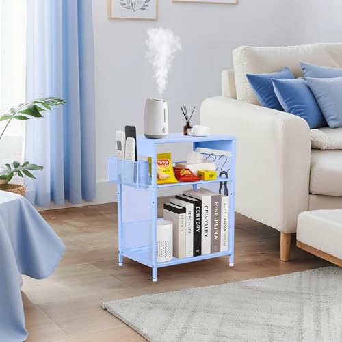 Sky Blue Kids Nightstand, Small Nightstand for Bedroom, End Table with Hooks and Holder, Toddler Bedside Table, Desk Organizer for Office, Small Desk for Living Room, Dorm (Sky Blue) - color: Sky Blue