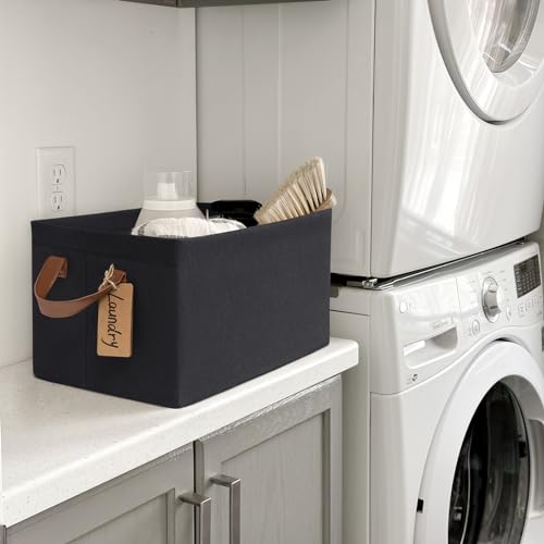 CHICVITA Black Storage Bins Shoe Basket for Entryway, Closet Toy Storage Bins with Handles for Kids, Small Laundry Basket, 14 ¾" L x 10 ¼" W x 8 ¼" H, 2-Pack - color: Black, size: 14 ¾" L x 10 ¼" W x 8 ¼" H