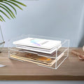 2 Pack- Stackable Paper Letter Tray,Clear Acrylic Magazine Holder and File Organizer - Sleek Desk Organizer for Home Office, Bookshelf, or Workspace - Space-Saving Transparent Document Holder - style: Stackable-2 Pack