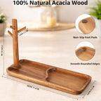 Acacia Wood Key Tray for Entryway Table, Wooden Catchall Organizer with Jewelry Storage Rack, Valet Tray for Keys Wallet Watches Sunglasses Rings(Rectangle) - style: Rectangle