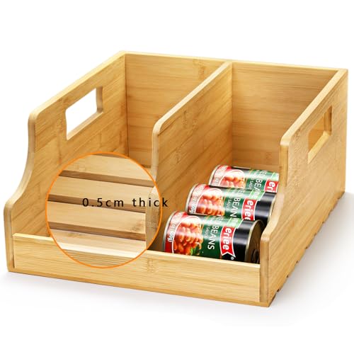 Yesland Bamboo Soda Can Organizers, Can Holder and Drink Dispenser for Kitchen, Countertop, Pantry Organizer Bins for Soda, Pop, Drinks, Beer, Water Bottles, Holds 26-28 Cans