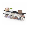 HITHIM 2 Tier Long Shoe Rack for Closet, Screw Fastened Plastic Connector Shoe Storage Organizer, Non-Woven Fabric Metal Shoe Shelf, Holds 18-21 Pairs for Front Door Entrance, 48.5"x12.1"x17.8"