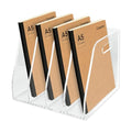4-Tier Clear Acrylic File Holder, Vertical Document Organizer for Magazines, Binders, Notebooks & Envelopes - Multi-Purpose Desk Storage for Home Office（B5,4 Sections） - size: B5, 4 Sections