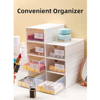 Feadily（4 Pack Plastic Desktop Storage Box with Clear Drawers, Can Be Freely Spliced and Combined, Small Parts Organizer, White