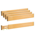 Fyvva Drawer Divider, Adjustable Bamboo Kitchen Drawer Organizer, Spring Loaded Drawer Organizer, Dresser Separators for Kitchen, Bathroom, Clothes, Office Desk Storage (Natural, 4 Pack Large) - size: 4 Pack Large