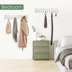 2 Pack Purse Organizer Wall Mount with 24 Rotating 180° Coat Rack, 14.6" Wooden Entryway Purse Holder, Wall Hooks for Hanging Belts, Ties, Keys, Scarf, Bras, Bag, Space Saving Hanger (White) - color: White