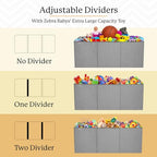 Zebra Baby Extra Large Toy Box Chest for Kids — Collapsible Toy Storage Organizer with Lid, 40" Wide, Removable Dividers, Boys & Girls - color: Grey