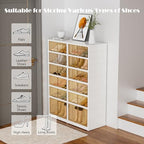 6-Tier Portable Shoe Rack Organizer for Closet, 24 Pairs Shoe Container Bins, Clear Plastic Collapsible Shoes Storage Box, Stackable Sneaker Storage Shoe Cabinet with Door - size: 6 Tiers - 24 Pairs