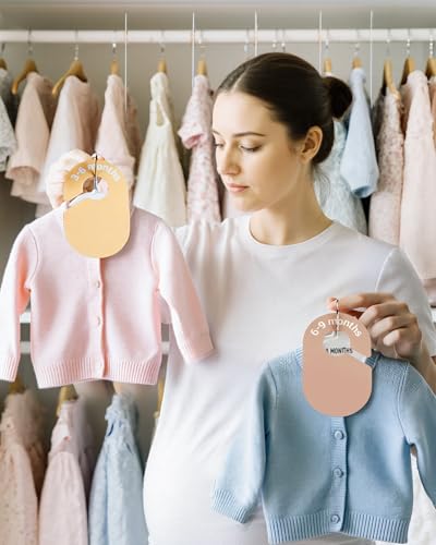 Baby Size Clothes Dividers for Closet: Nursery Age Hanger Organizer by Months for Boho Room Decor - Set of 8 Toddler Clothing Separators from Newborn to 2T Infant - style: Solid Color