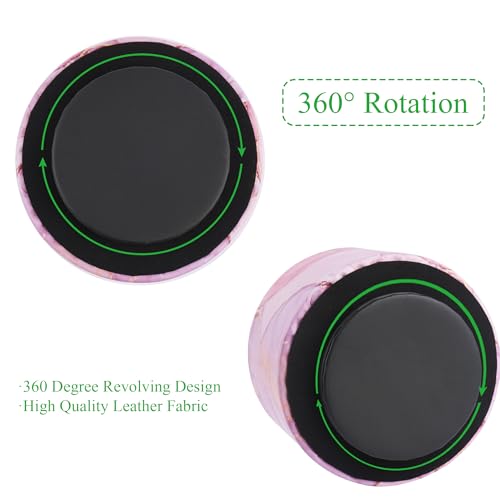 Round Leather Art Supply Organizer,Remote Control Holder,360-degree Rotating Pen Organizer with 4 Compartments(1-Pink Splash Ink) - color: 1-Pink Splash Ink