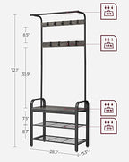 VASAGLE Coat Rack, Hall Tree with Shoe Bench for Entryway, Entryway Bench with Coat Rack, 4-in-1, with 9 Removable Hooks, a Hanging Rod, 13.3 x 28.3 x 72.1 Inches, Charcoal Gray and Black UHSR040B04 - color: Charcoal Gray + Black, size: 28.3"W