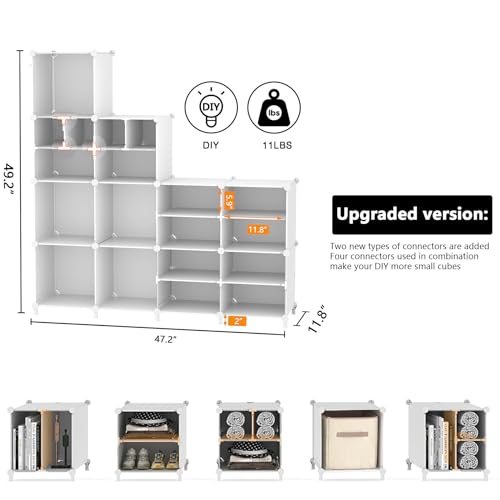 AWTATOS Cube Storage Organizer Closet Storage 12 Cube Shelves, Large and Small Cubes, DIY Portable Closet Clothes Storage Shelfs for Home, Bedroom, White - color: White