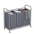 LINZINAR 3-Bag Laundry Sorter,Laundry Hamper Cart with Heavy Duty Rolling Lockable Wheels and Removable Bags (Grey) - size: 3 Bags Grey