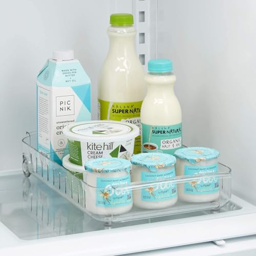 YouCopia RollOut Fridge Caddy BPA-Free Clear Rolling Refrigerator Organizer Bin with Adjustable Dividers and Handles, 9" Wide - size: 9" Wide
