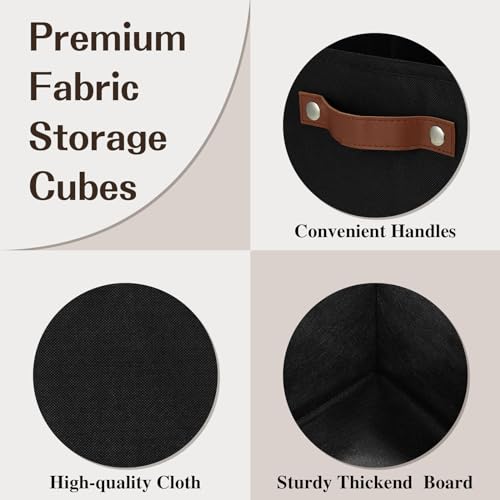 Temary Cube Storage Bins 4Pack Foldable Storage Baskets for Clothes Shelf Basket with Handles, Fabric Storage Boxes Organizer Bins for Home (Black, 13x15x13 Inch) - color: Black, size: 13x15x13