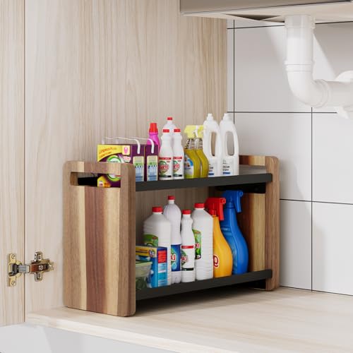 Bathroom Counter Organizer,Bathroom Counter Shelf,Bathroom Organizers,Under Sink Organizer,Cologne Organizer For Men,Cologne Cabinet,Spice Rack Organizer for Cabinet,Gifts(Brown 2 Tier) - color: Brown 2 Tier