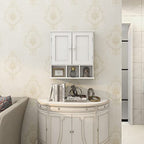 TaoHFE White Bathroom Wall Cabinet with 2 Door Adjustable Shelves,Over The Toilet Storage White Wall Mounted Medicine Cabinets for Bathroom Laundry Room Kitchen - color: White