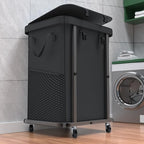 40 Gal(150L) High Grade Large Laundry Basket with Wheels, Rolling Laundry Hamper, Laundry Cart with Metal Frame and Removable Bag Design, Suitable for Laundry Room (Black, 150L) - color: Black, size: 1 Section 150L