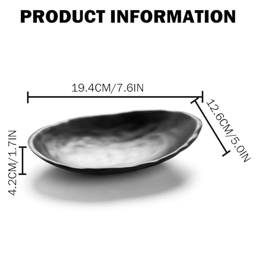 Black Decorative Bowl for Keys - Key Tray for Entryway Table Modern Oval Catchall Organizer Jewelry Coin Essentials