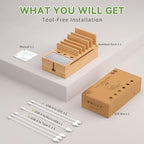 Pezin & Hulin Bamboo Charging Stand Rack, Wooden Charge Box for Mobile Phones, Tablets, Smart Watch and Earbuds, Wire Cable Organizer Box, Bedside Dock Stand Holder (NO Power Adapter Supply) -Natural - color: Natural (No Charger)