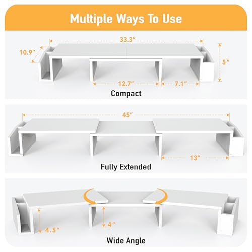 Simple Houseware Desk Dual Monitor Stand Riser with Drawer, White - color: White
