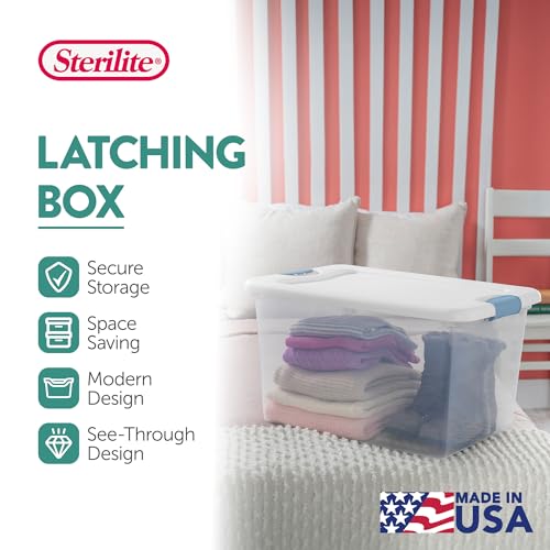 Sterilite 6-Pack Latching Box, Under Bed Storage Bins with Lids, Clear Plastic, 64 Quart - Heavy-Duty Organizing Containers for Closet, Bathroom, and Office - size: 64 Quart, style: 6 Pack