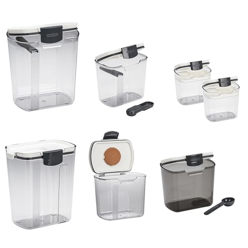 Progressive ProKeeper Baker's Airtight Kitchen Storage Canister Container Set for Flour, Sugar & More, Keeps Ingredients Fresh, with Accessories (Multicolor, 7- Piece) - color: Multicolor, size: 7- Piece