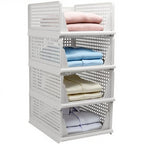 Goderewild Stackable Foldable Storage Baskets, Folding Storage Bins, Closet Organizers and Plastic Drawer Shelf Storage Container for Wardrobe, Cupboard, Kitchen, Bathroom, Office (White, 4L) - size: 4L