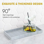 Bathroom Counter Tray,EG-SIPRO High-Grade Thickened Silicone Bathroom Vanity Tray,Shatterproof Durable Rectangle Bathroom Tray Soap Dispenser Tray for Bathroom Countertop,Small+Large (EGTRAY) - color: Marble Pattern, size: 7.8" x 3.9" x 0.8" + 10.6" x 5.1