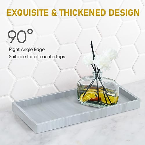 Bathroom Counter Tray,EG-SIPRO High-Grade Thickened Silicone Bathroom Vanity Tray,Shatterproof Durable Rectangle Bathroom Tray Soap Dispenser Tray for Bathroom Countertop,Small+Large (EGTRAY) - color: Marble Pattern, size: 7.8" x 3.9" x 0.8" + 10.6" x 5.1