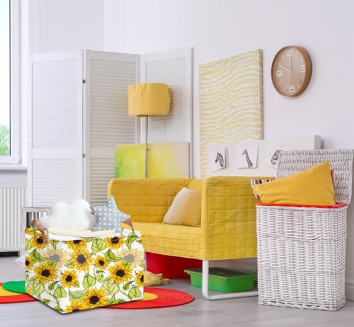 NTAOHAMPER Rectangular Storage Basket Empty,Storage Bin with Handles,Room Decor,Gift Basket,Book Box(Sunflower) - color: Sunflower