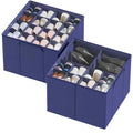 SpaceAid Shoe Organizer for Closet, 2 Pack Foldable Shoe Storage Containers Baskets Boxes Bins w/Adjustable Dividers, Fits 16-32 Pairs, Blue - color: Blue