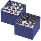 SpaceAid Shoe Organizer for Closet, 2 Pack Foldable Shoe Storage Containers Baskets Boxes Bins w/Adjustable Dividers, Fits 16-32 Pairs, Blue - color: Blue