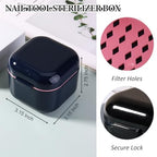 SUTOKAKA 1Pc Plastic Nail Tool Sterilizer Box Nail Drill Bits Cleaning Box Polishing Tools Soaking Tray Manicure Pedicure Storage Container Case - Black - color: Black