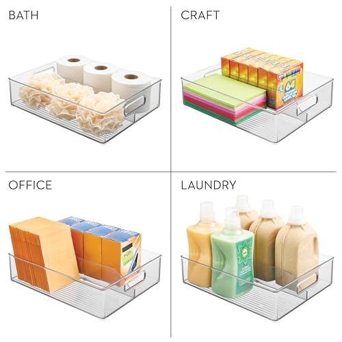 iDesign Divided Pantry Bin with Handles for Pantry, Refrigerator, or Freezer - Set of 6 - Clear - style: Pack of 6